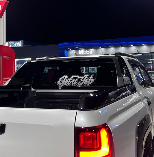 Rear window and lower windscreen banner
